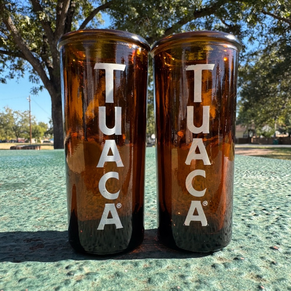 TUACA Liquor 2oz Shooter Brown Glass Shot Glass SET OF 2